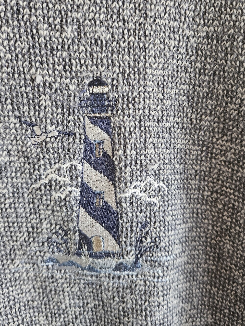 BonWorth Vintage Nautical Lighthouse Button Up Cardigan Jacket Women's L Pe - Picture 2 of 5
